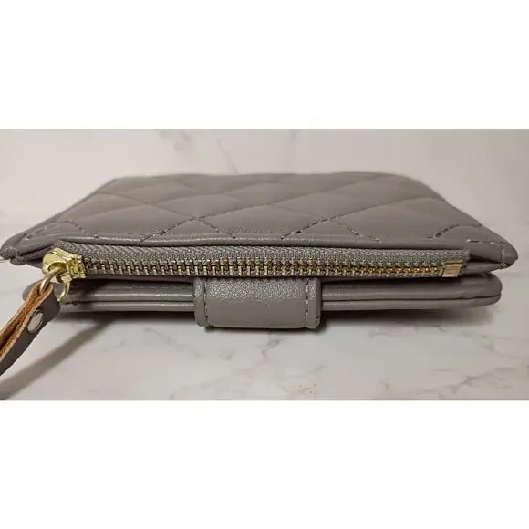 Gray Quilted Faux Leather Bifold Wallet - NWOT - Picture 4 of 5